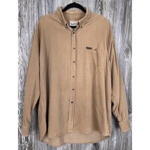 Vtg Woolrich Corduroy Shirt 2XL Men's Beige Button Down Gorpcore Outdoor Camp